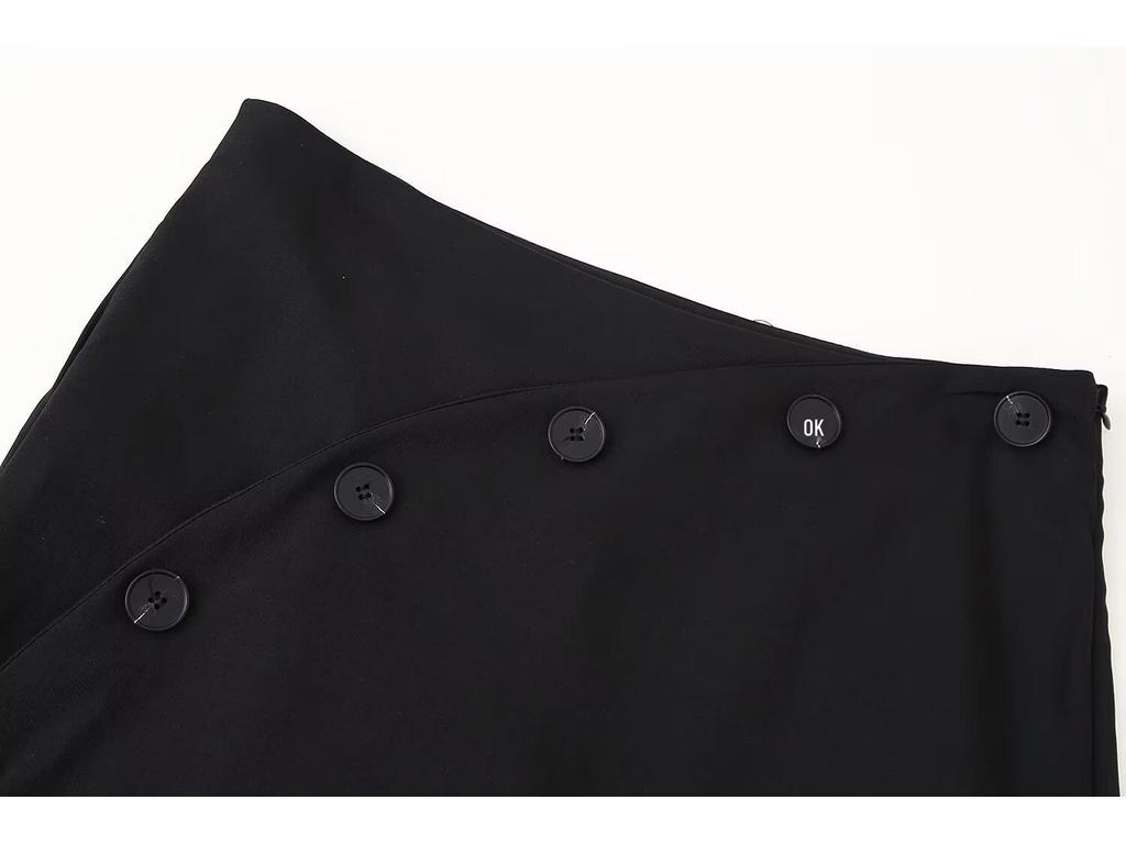 Spring 2025 Women's Double-Breasted Skirt Pants with Button Detail