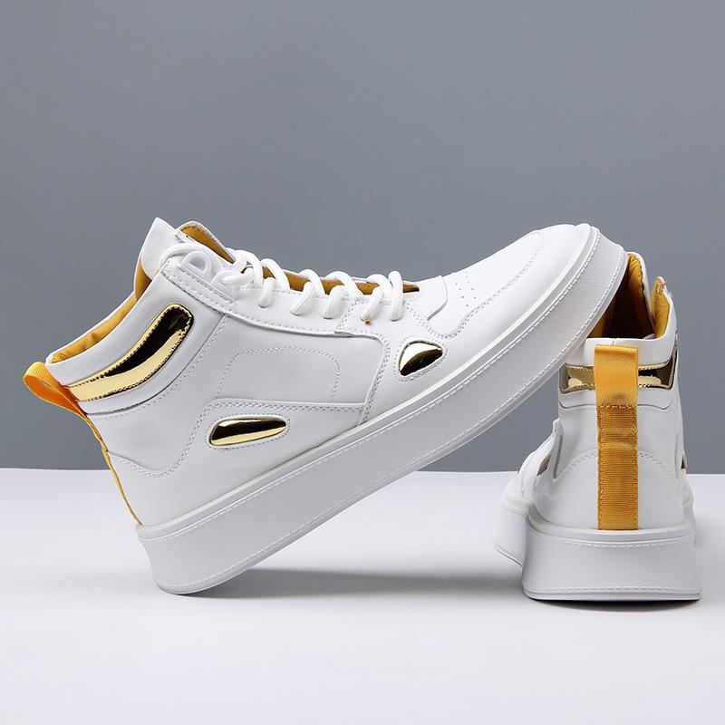 Small White Shoes High Top Board Shoes Men's Fashion Light Comfortable Sports Thick Sole Casual with Velvet Men's Shoes