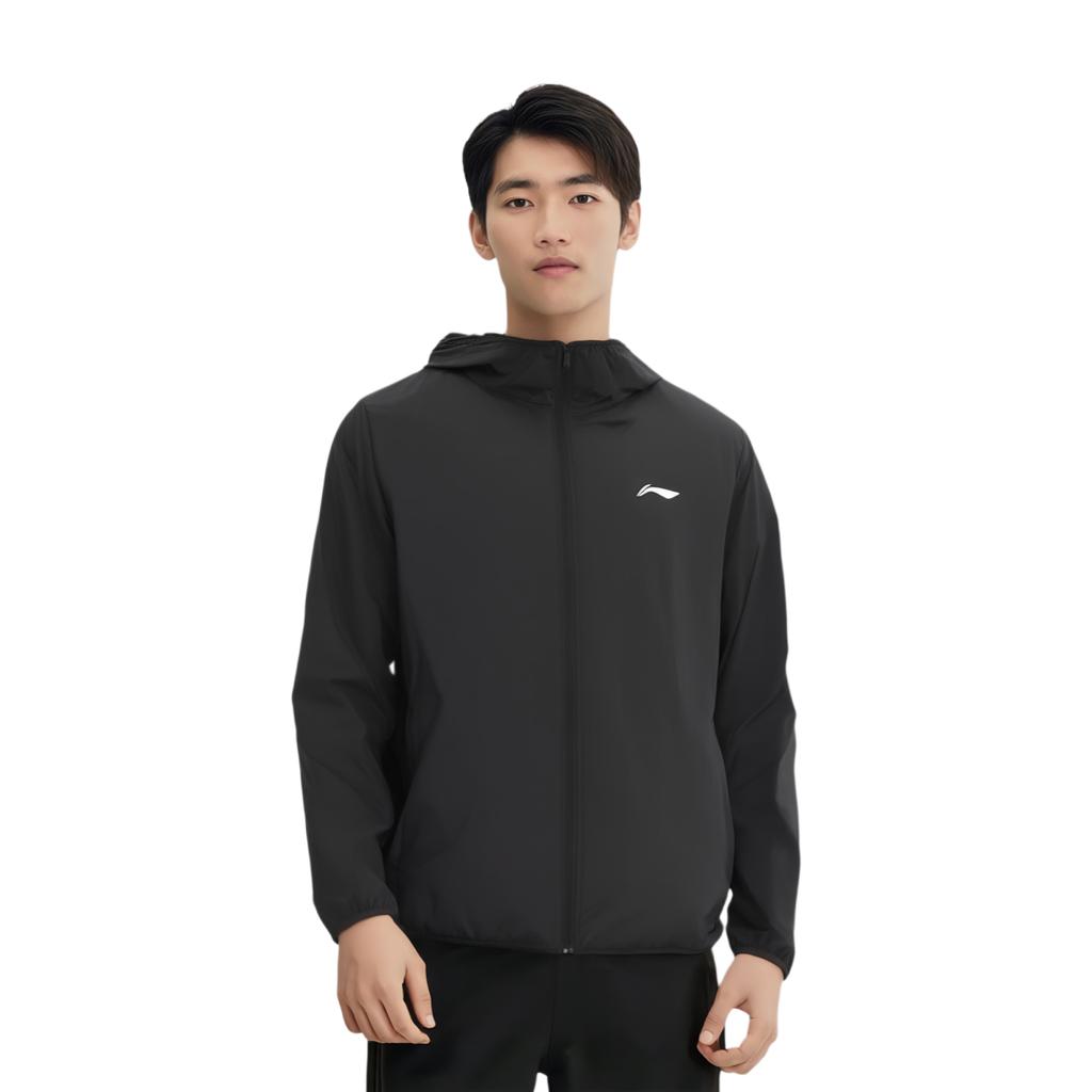 Li Ning Comfortable Casual Minimalist Hooded Zipper Solid Color Versatile Jacket Men Jackets Black AFDV261-2