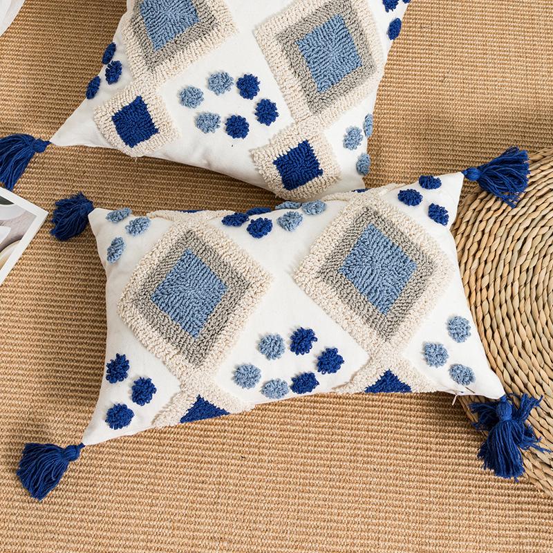 Μαξιλαροθήκη με κέντημα από βελούδο σε χρώμα μποέμ με διαμάντια για διακόσμηση ξενοδοχείου και υπνοδωματίου