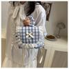 1Pcs Large Capacity Bow Shoulder Bag Multi Functional Korean Style Lace Plaid Backpack Travel Canvas Backpack Book Bag