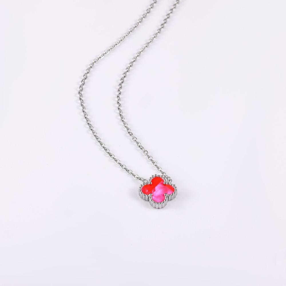 Non-fading High-quality Jewelry Double-sided Four-leaf Clover Necklace Women's Live Broadcast Hot-selling Titanium Steel Collarbone Chain