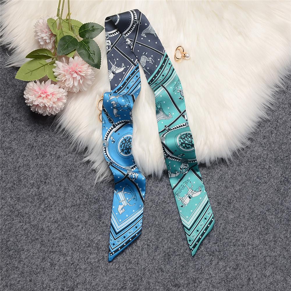 Luxury Horse Cloak Brand Scarf Fashion Design 100% Silk Scarf Women Headwear Skinny Bag Hair Scarves Neckerchief