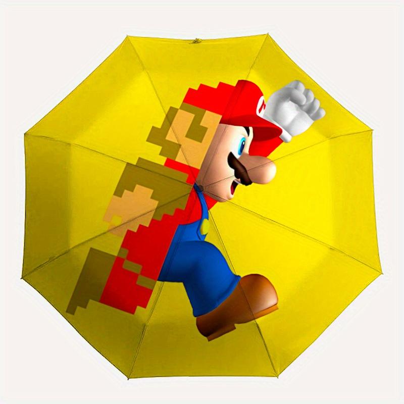Mario Platformer Automatic Open/Close Umbrella Compact Travel Umbrella, 8 Rib Heavy Duty Construction, Ideal Gift, 173
