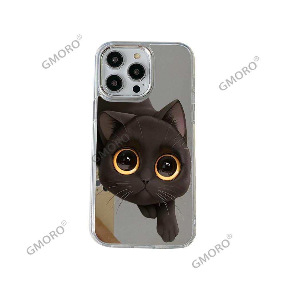 Funny kitten suitable for apple 16promax mirror mobile phone case high value iphone17 girls makeup mirror
