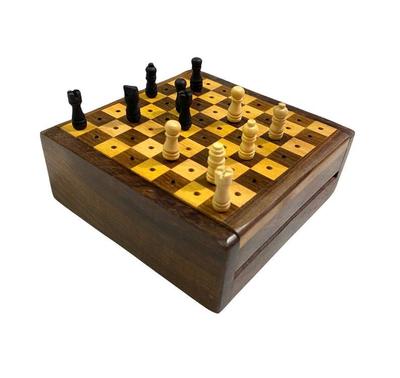 Wooden Round Mini Chess Board Game/Pocket Travelling Chess/Best for Gift/Birthday Gift/Retirement Gift