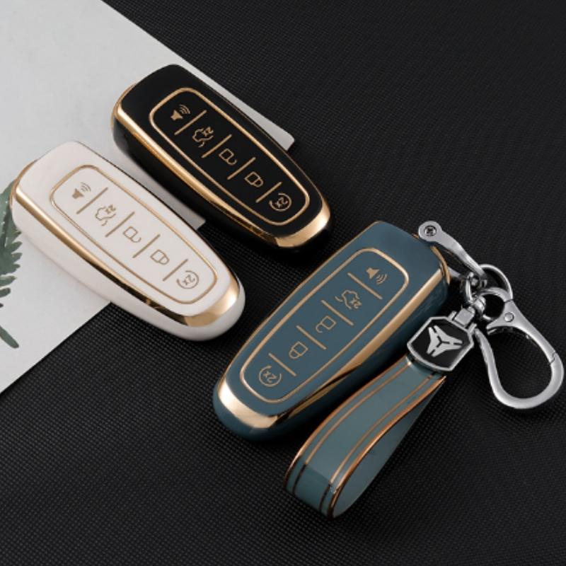 New TPU Car Remote Control Key Case Cover Shell Fob Holder For Ford Focus Edge Explorer Expedition C-Max Escape Flex Keychain