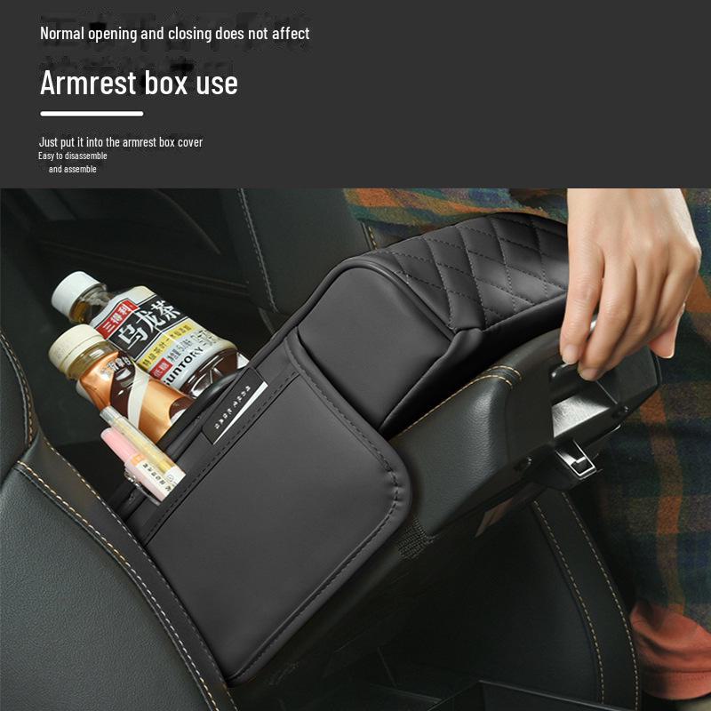 Car Central Armrest Storage Pad with Tissue Box & Cup Holder