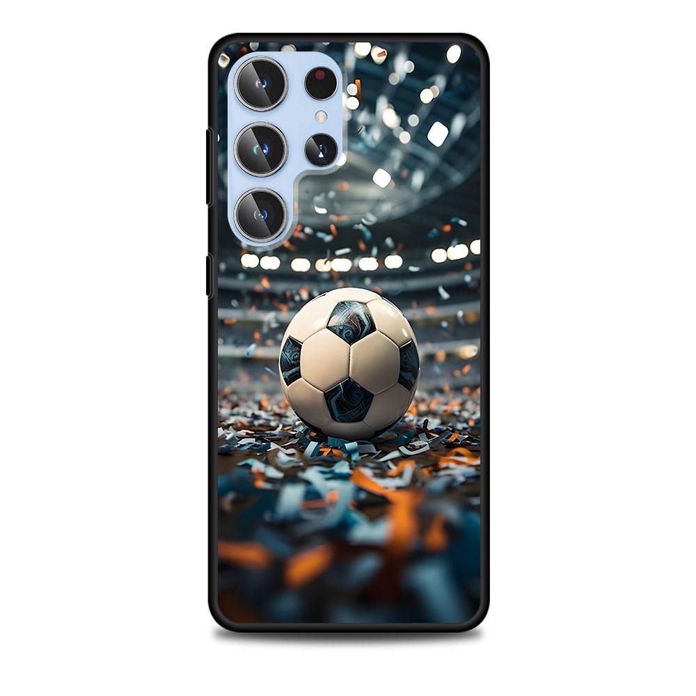 Football Sport Soccer Case for Samsung Galaxy S23 S21 S20 FE S24 S22 Ultra S10 S10e S9 Plus Soft Black TPU Phone Cover Bumper