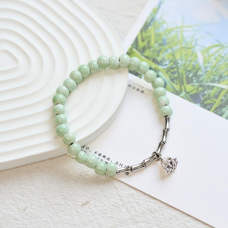 Original Design New Chinese Jingdezhen Ceramic Bracelet Student Literary Bamboo Arrival Porcelain Bead Bracelet Female Wholesale