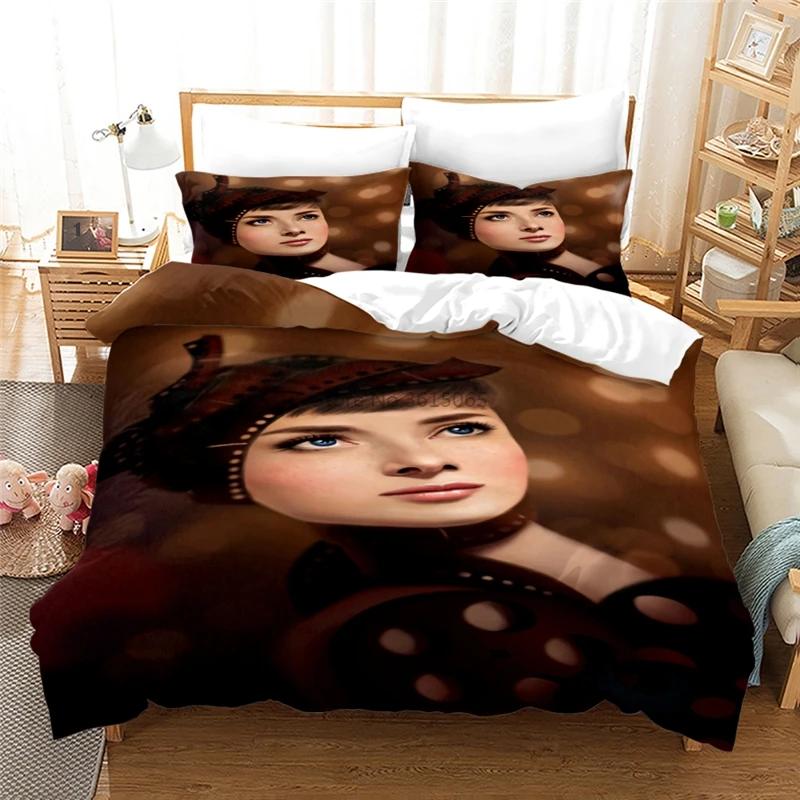 Audrey Hepburn 3D Duvet Cover Set with Pillowcase Printed Bedding Set Single Double Twin Full Queen King Size for Bedroom Decor