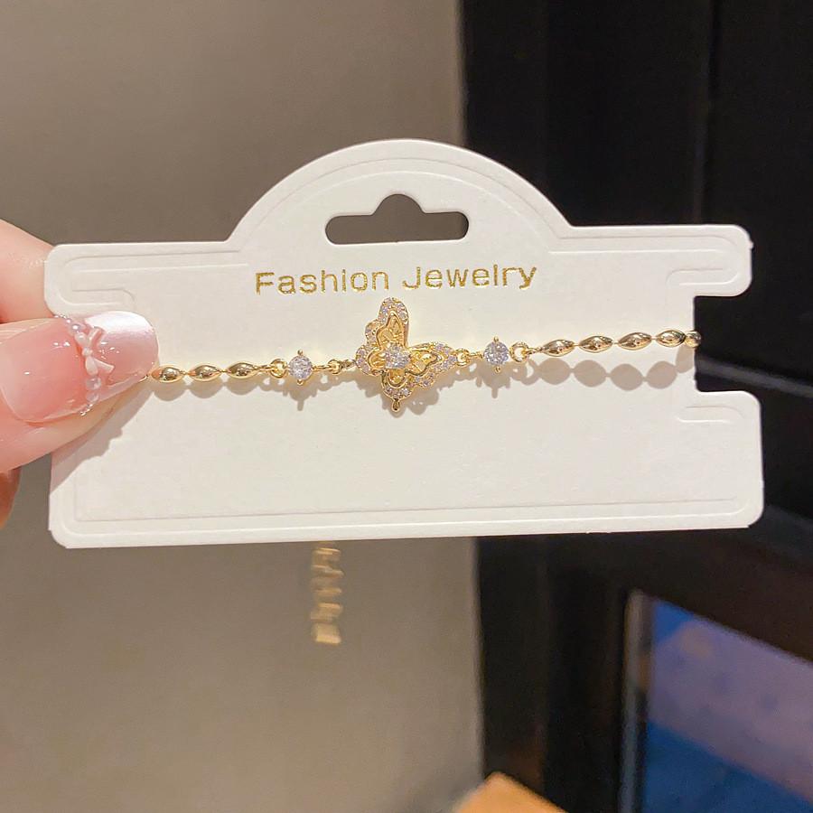 Gold Plated Zircon Butterfly Pendant Bracelet For Women Gift Jewelry