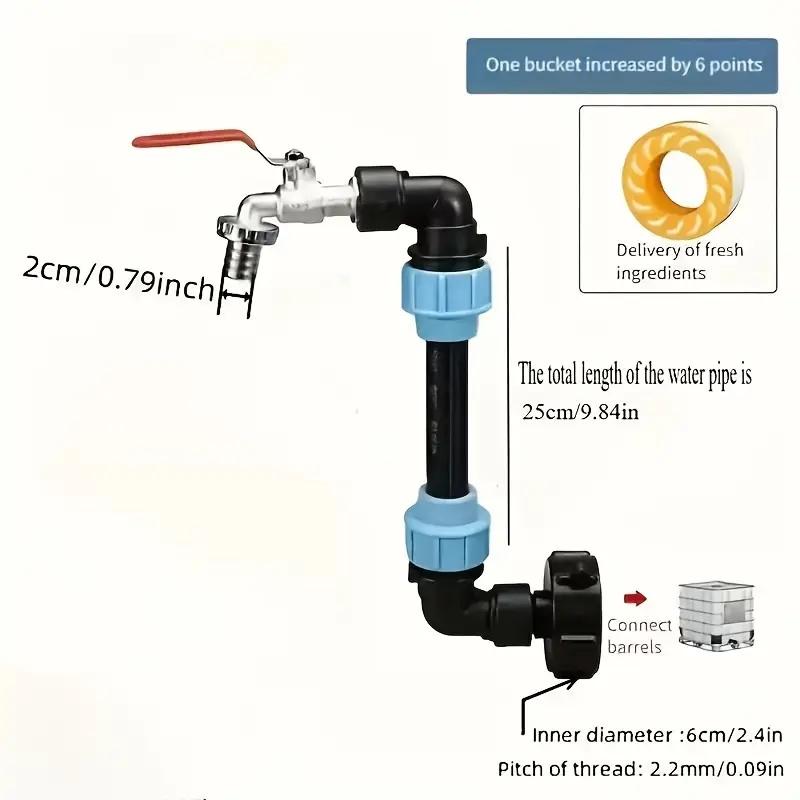 11-Piece Universal IBC Barrel Bracket Adapter Kit - Zinc Alloy Faucet Connector with PE Pipe Fittings, 3-Way Connector