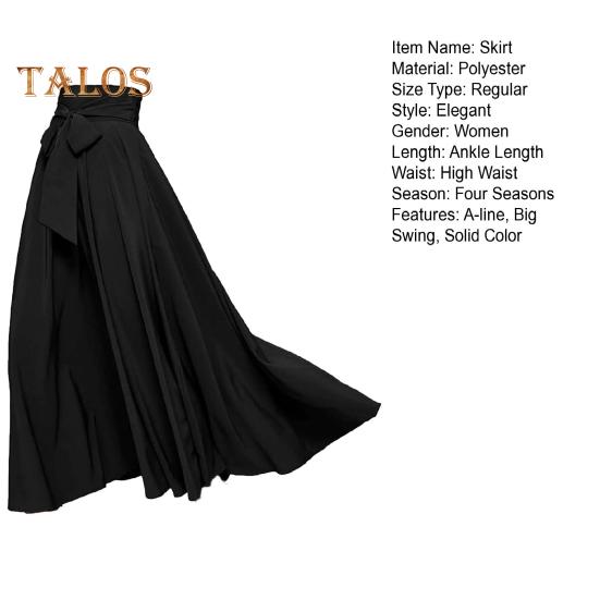 Fusta Maxi pentru femei, cu șireturi, talie înaltă, linie A, leagăn mare, culoare uni, bandă lată, plisată, lungime la gleznă, OL pentru navetă, fustă lejeră primăvară vară