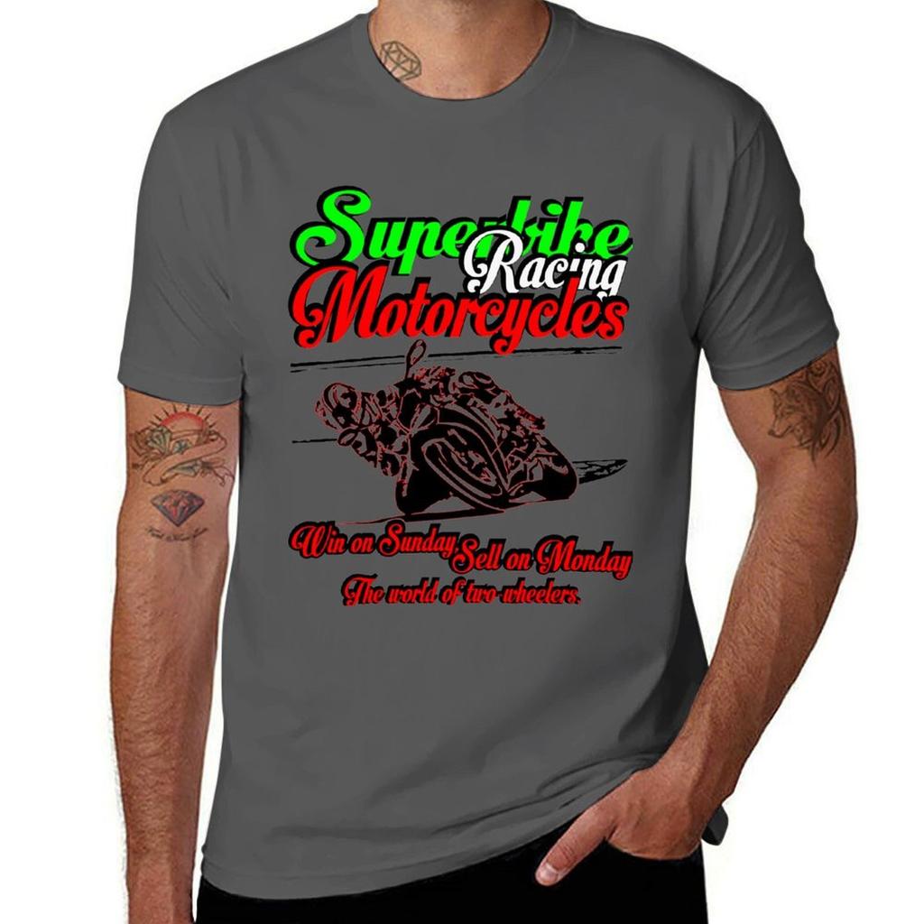 Superbike Racing Motorcycles Tshirt Modern Print Casual Tshirt