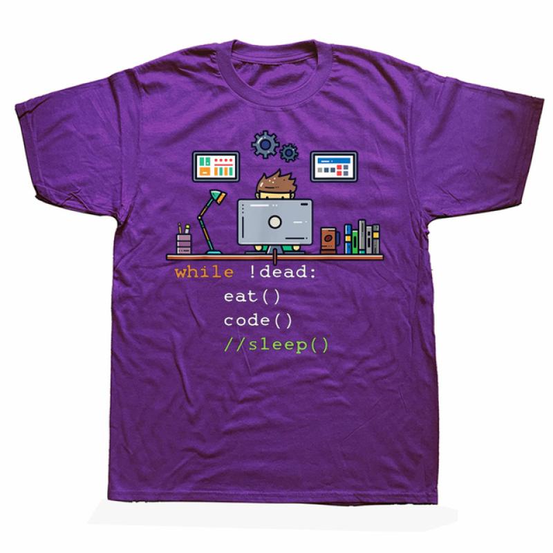 Zabawna informatyka Programista Pythona Jedz kod Sleep T-shirty Graficzna odzież uliczna z krótkim rękawem Urodzinowa letnia koszulka