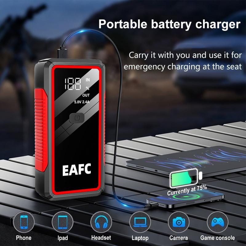 EAFC Jump Starter Power Bank 12V Booster for Car Start 2000A 1000A Battery Quick Charger Portable Auto Starting Device Powerbank