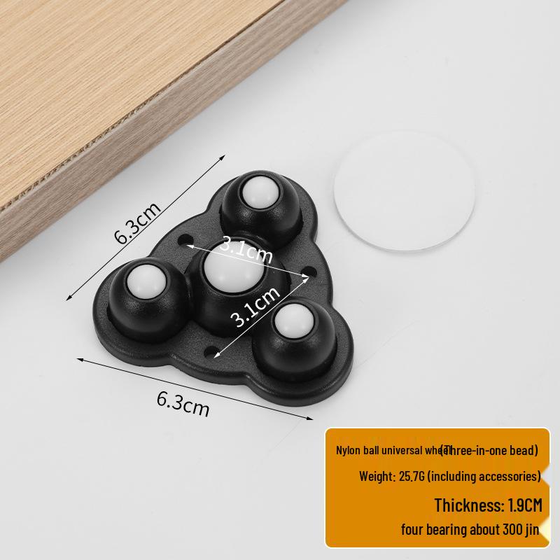 Punch-Free Adhesive Caster Wheels - Silent, Wear-Resistant, Ball Bearing, Thickened Base for Household Mobility.