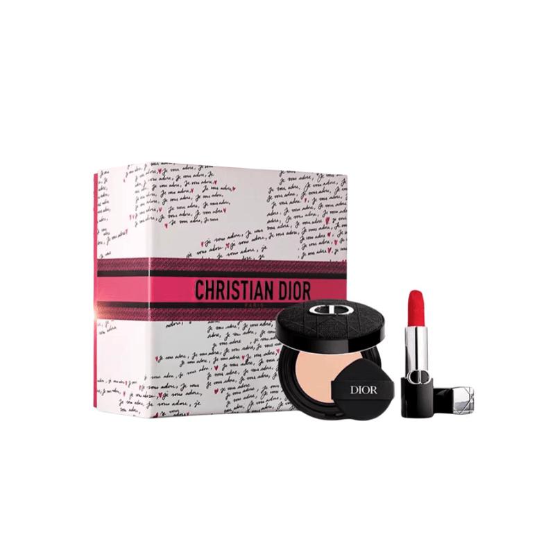 

DIOR Lipstick Vivid Blue Gold Makeup Cushion Makeup Set 2026 Blue gold lipstick #999 legendary red lip + embroidered outer box + moist satin ON синий
