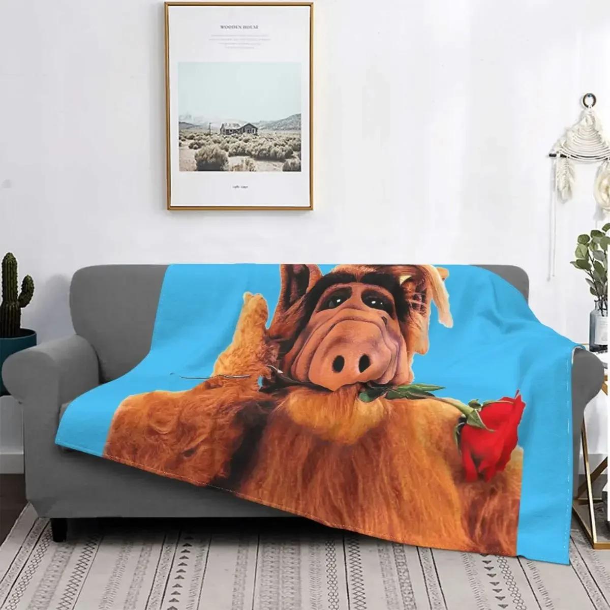 Sci Fi TV Show ALF Blanket Warm Fleece Soft Flannel Alien Life Form Throw Blankets for Bed Sofa Travel Autumn 80x120cm