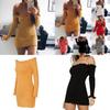 Cotton Solid Color Bodycon Dress With Long Sleeve And High Waist For Women