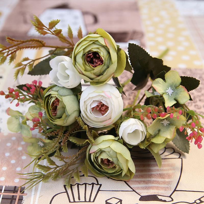 LA100 European Style Handmade Artificial Silk Peony Small Handle High Quality Wedding Decoration Bouquet for Home Back To School