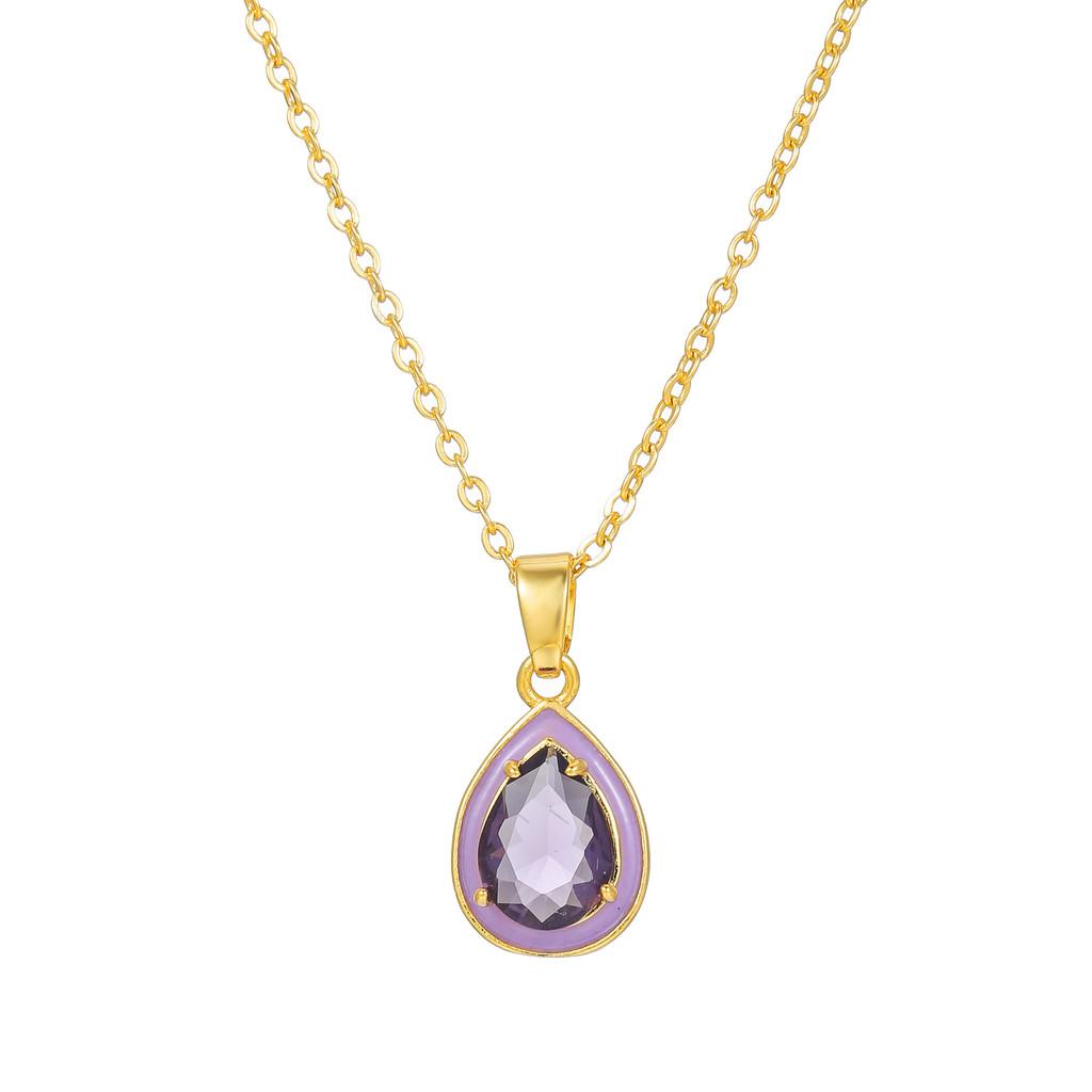 Copper Gold Plated Water Drop Pendant Necklace For Women Fashion Jewelry Gift