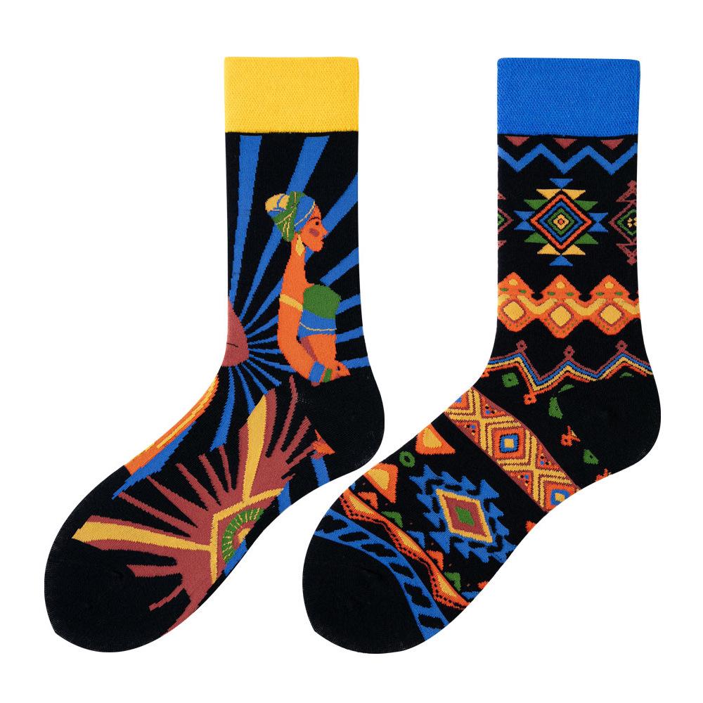 Asymmetric Colorful Christmas Cotton Socks for Couples