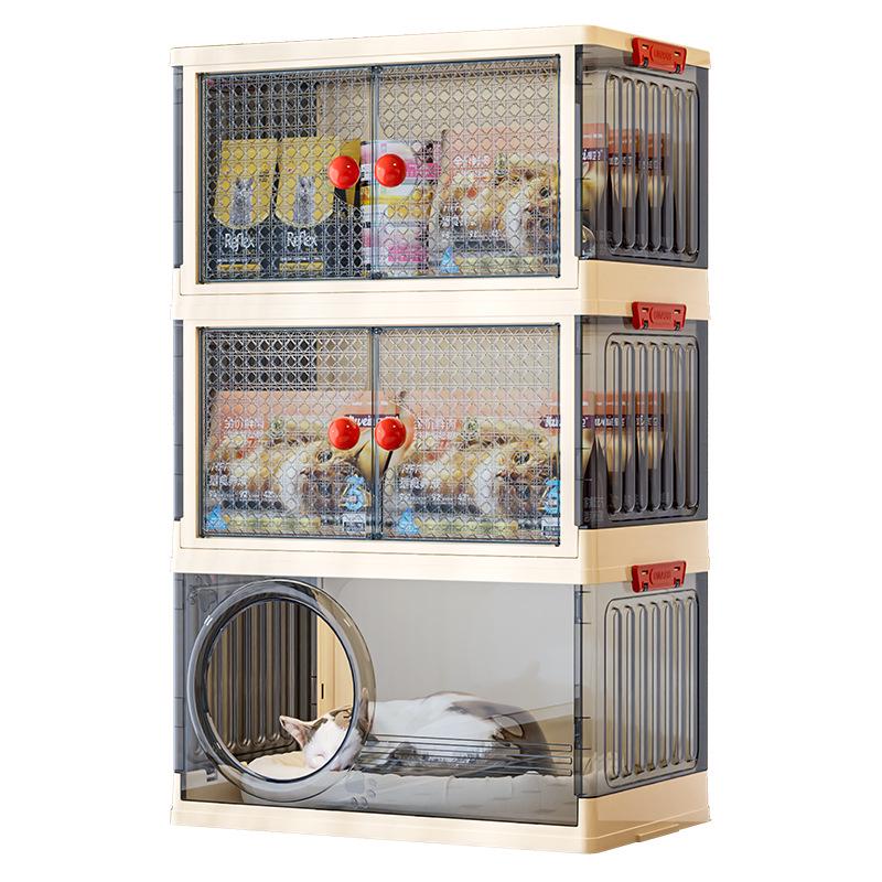 In-Stock Multi-layer Foldable Transparent Cat Bed & Toy Storage Cabinet
