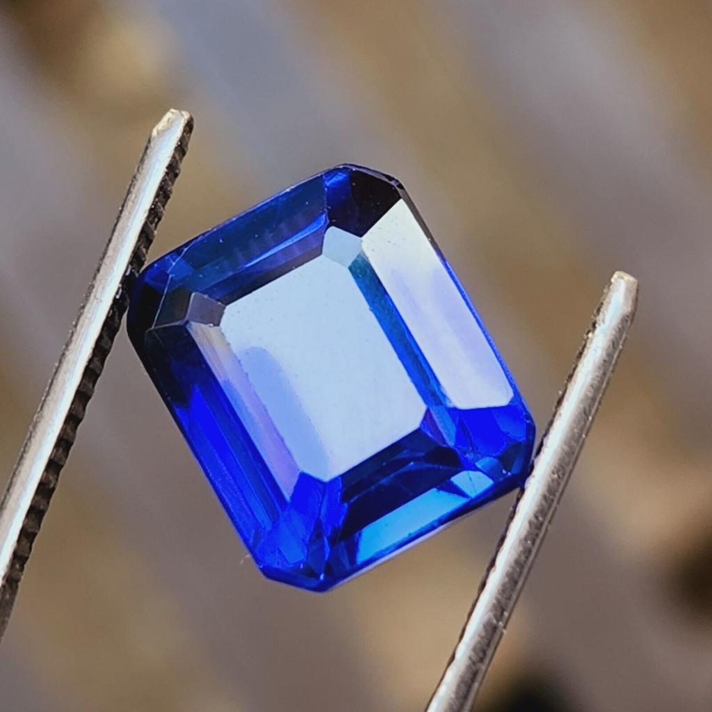 7 Cts Heated Ceylon Blue Sapphire Emerald Cut Certified Loose Gemstone