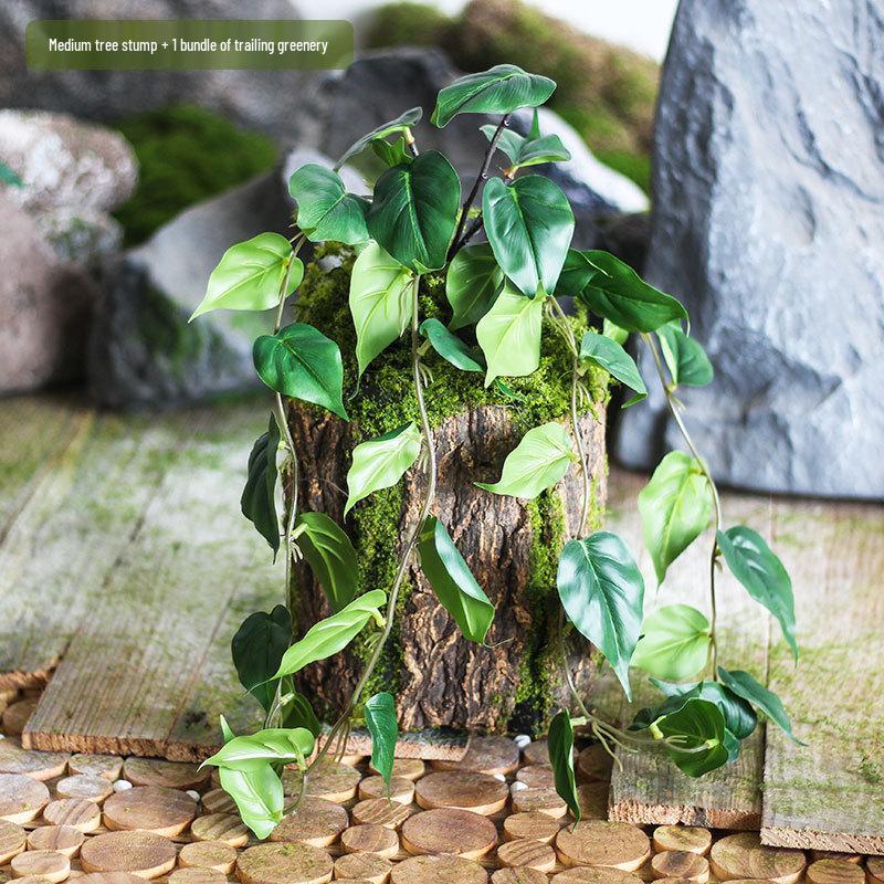 Forest Style Artificial Tree Stump with Moss Bark - Kindergarten and Country Style Decorative Ornament, Perfect for Landscaping or Inserting Flowers.