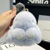Mini Cute Real Rex Rabbit Fur Bunny Keychain Toy Doll Keyring Tote Bag Charm 10CM Fur Rabbit Keychain Car Pendant