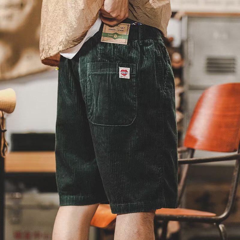 Men's Trendy Retro Corduroy Workwear Shorts - Casual Loose Fit Five-Point Design
