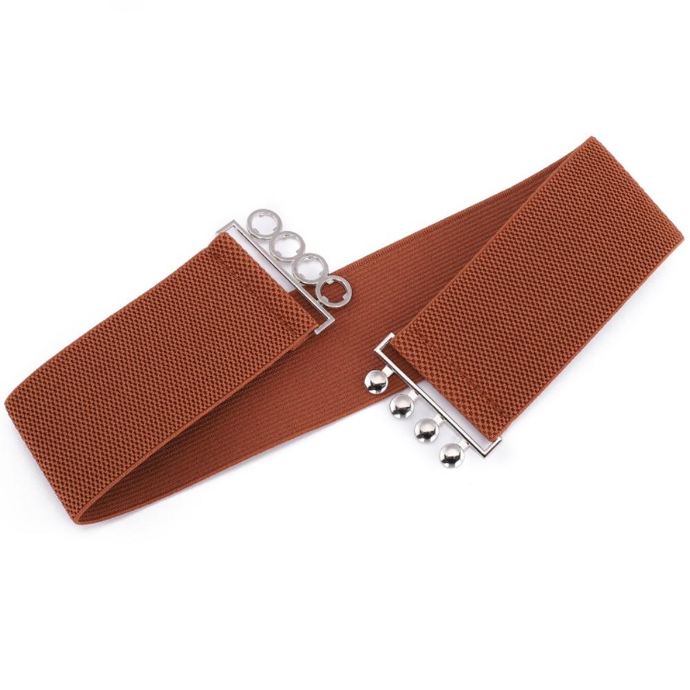Stretchable Wide Elastic Belt Cinch Dress Cummerbands Metal Buckle Waistband  For Ladies Women