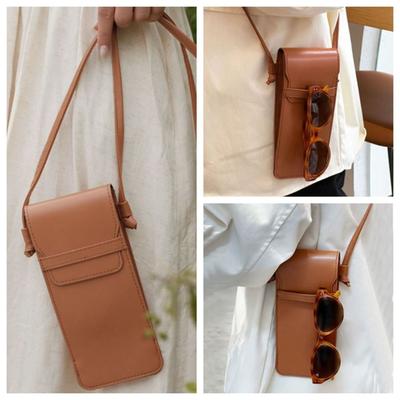 Handmade PU Leather Glasses Bag Hanging Shoulder Glasses Protector Case Glasses Storage Bag  Pouch