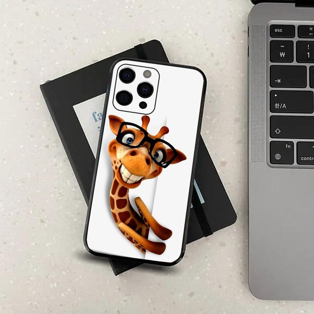Giraffe Animal Funny Phone Case For Apple iPhone 15,14,13,12,11,Pro,X,XS,Max,XR,Plus,Mini Soft Black Cover