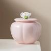Pink Flower Ceramic Tea Jar Chinese Style Handmade Tea Tin Can Decorative with Sealed Lid Tea Sealed Jar Home Use