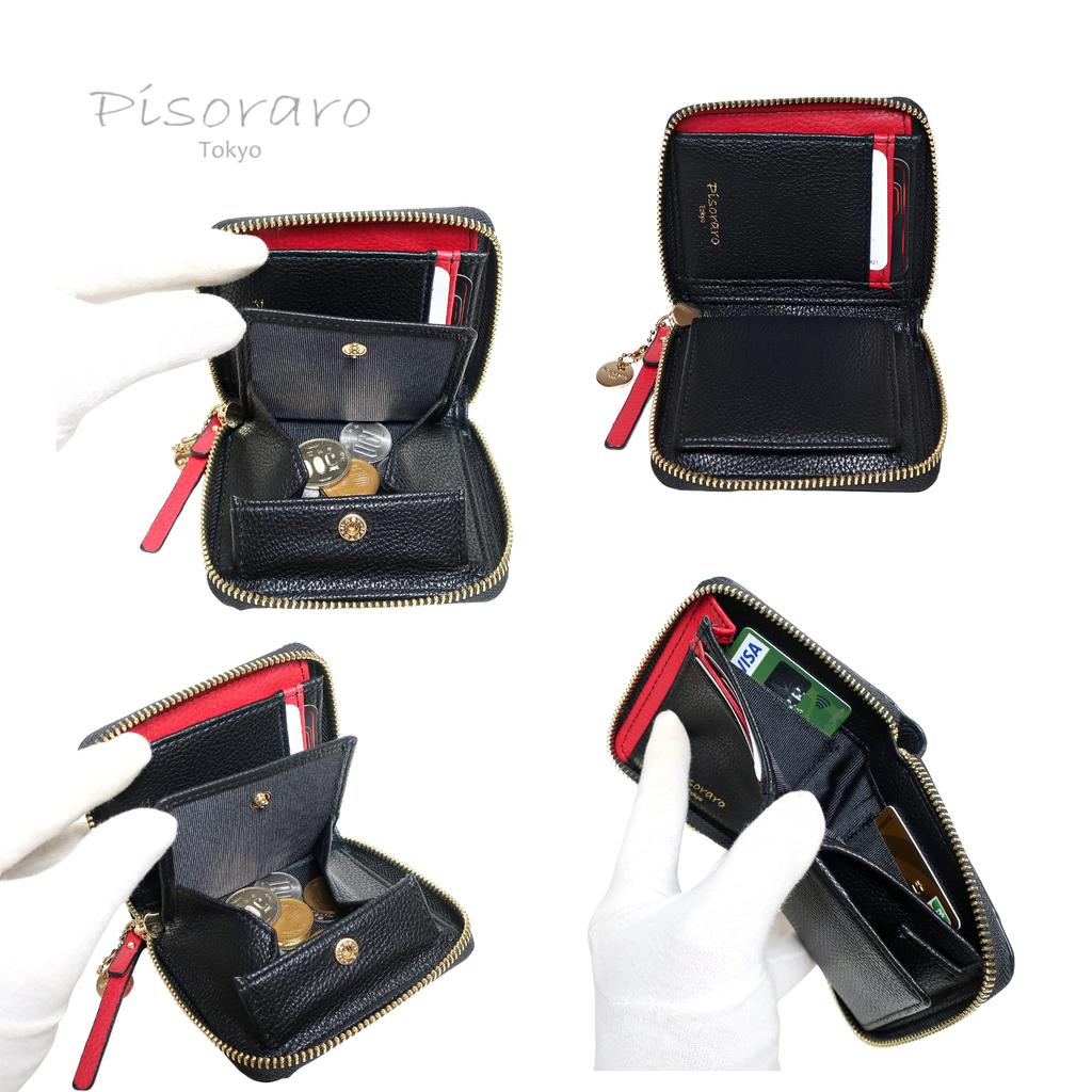 Pisoraro Harako Dalmatian Print Round Zip Mini Wallet PR242 DALMATIAN in White and Black