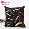 Trendy Black Pillow Cover with Gold Foil English Letters