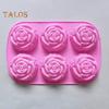 Kuchenform, flexibel, antihaftbeschichtet, Rosenblütenform, Silikonform, 6 Gitter, Pralinen, Geleeform für die Küche zu Hause