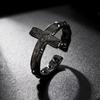 Vnox Stainless Steel Open Cross Ring for Men, Adjustable Jesus Crucifix Faith Band, Black Gold Silver Color Religious Rings NEW