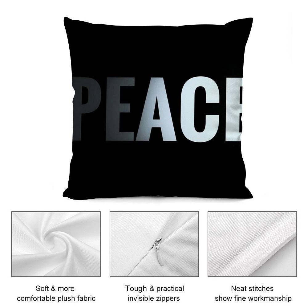 Black Peace Pillow Case Short plush Double-sided Print Square Throw Pillow Covers Sofa Home Cushion Decor