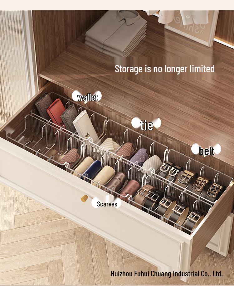 Men's Belt Display Rack: Acrylic Wardrobe Organizer with Transparent Compartments