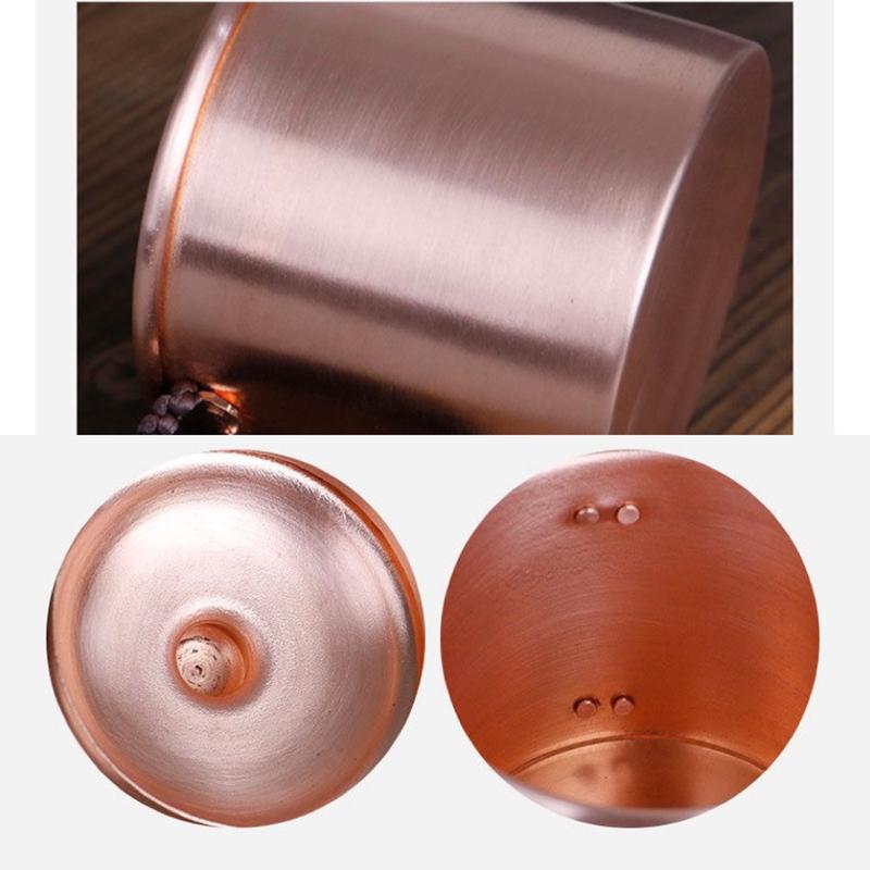 Handcrafted Pure Copper Beer Coffee Mug With lid Weave Handle Thickened Polishing 250 ml Breakfast Couples Gift Cup Drinkware