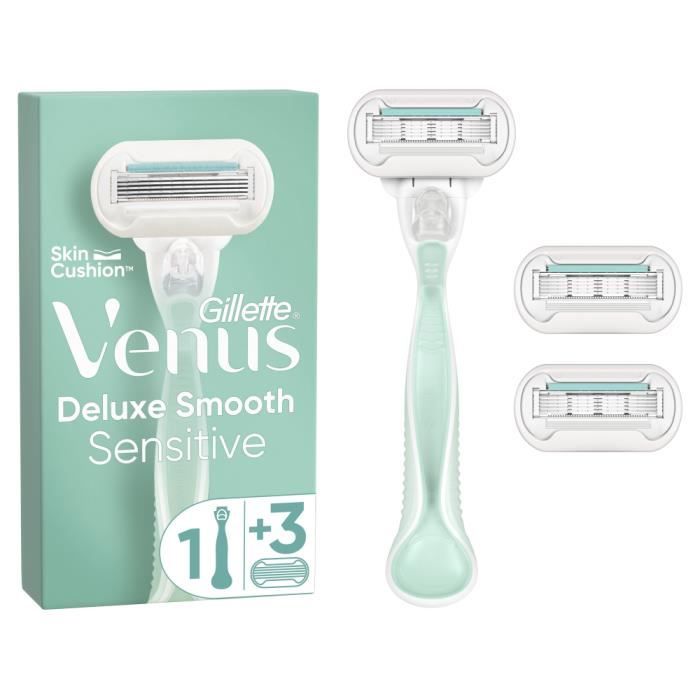 Rasoir - Gillette - Venus Deluxe Smooth Sensitive - 1 Manche - 2 Recharges - 5 Lames