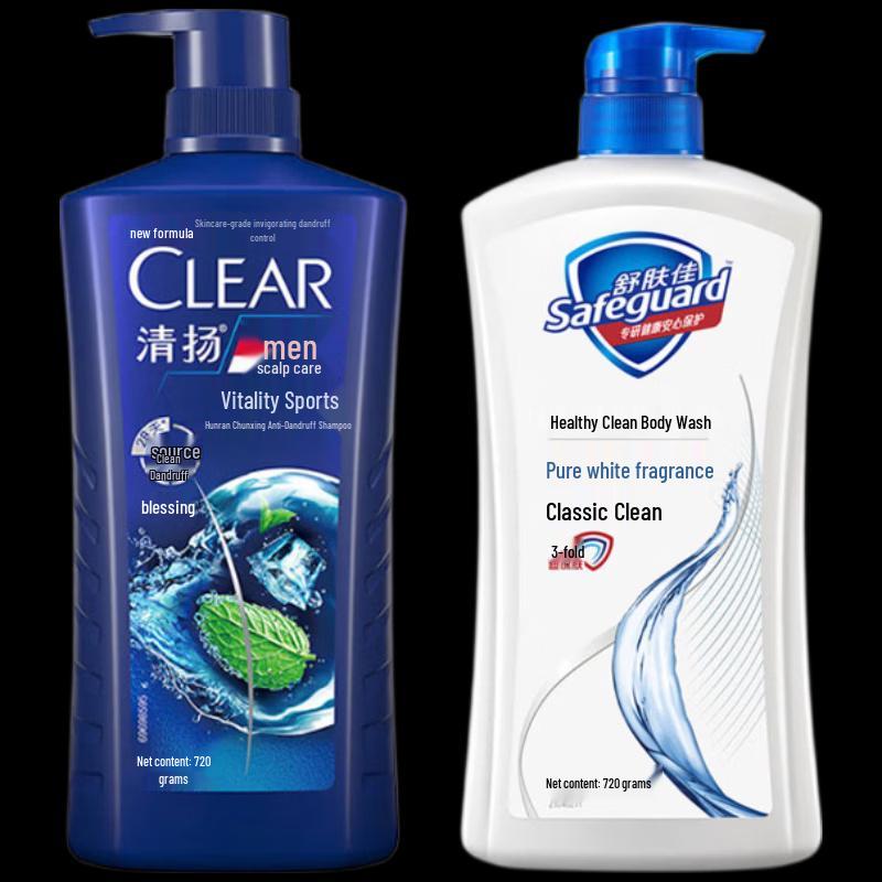 Набор: Шампунь CLEAR Men Active Sport Мята и Гель для душа Safeguard