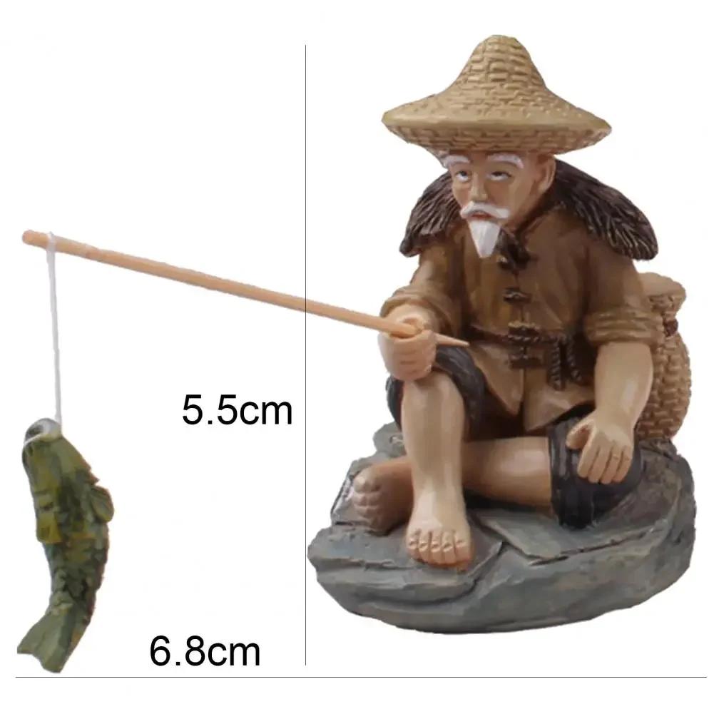 2025 Fisherman The Fish Tank Decoration Mini Fish Tank Aquarium Rockery Home Decor Old Man Fishing Dollhouse Ornaments Drop Ship