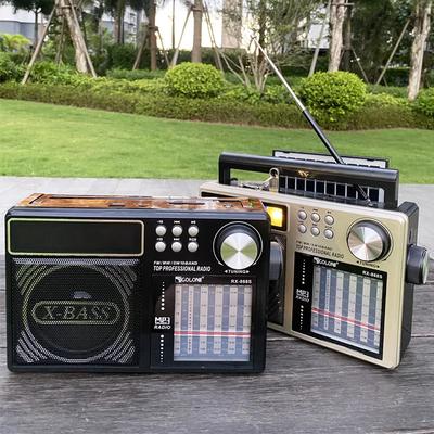 Portable Retro AM/FM/SW Band Radio Receiver Multifunctional Solar Bluetooth Speaker with RGB Light Stereo Sound Audio RX-868S