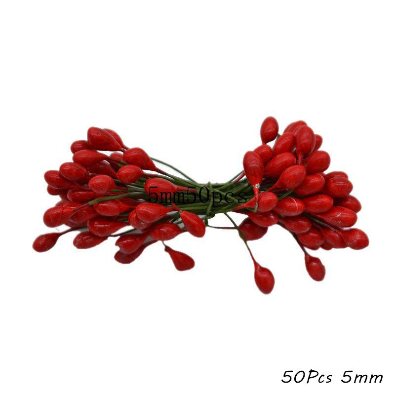Red Theme Artificial Flower Cherry Stamen Berries Bundle DIY Christmas Decoration Wedding Cake Gift Box Wreaths Xmas Decor