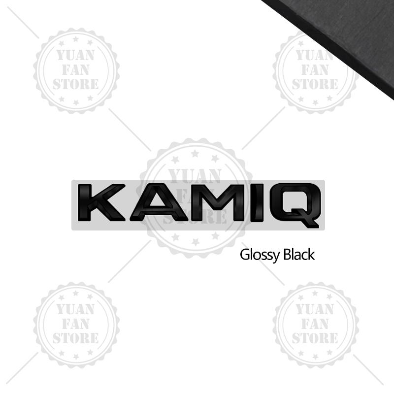 AHUQ1 Glossy Black For Skoda Octavia Rapid Kodiaq Karoq 4X4 Fabia Kamiq Superb Yeti Metal Badge 3D Stickers Car Trunk Body Decal